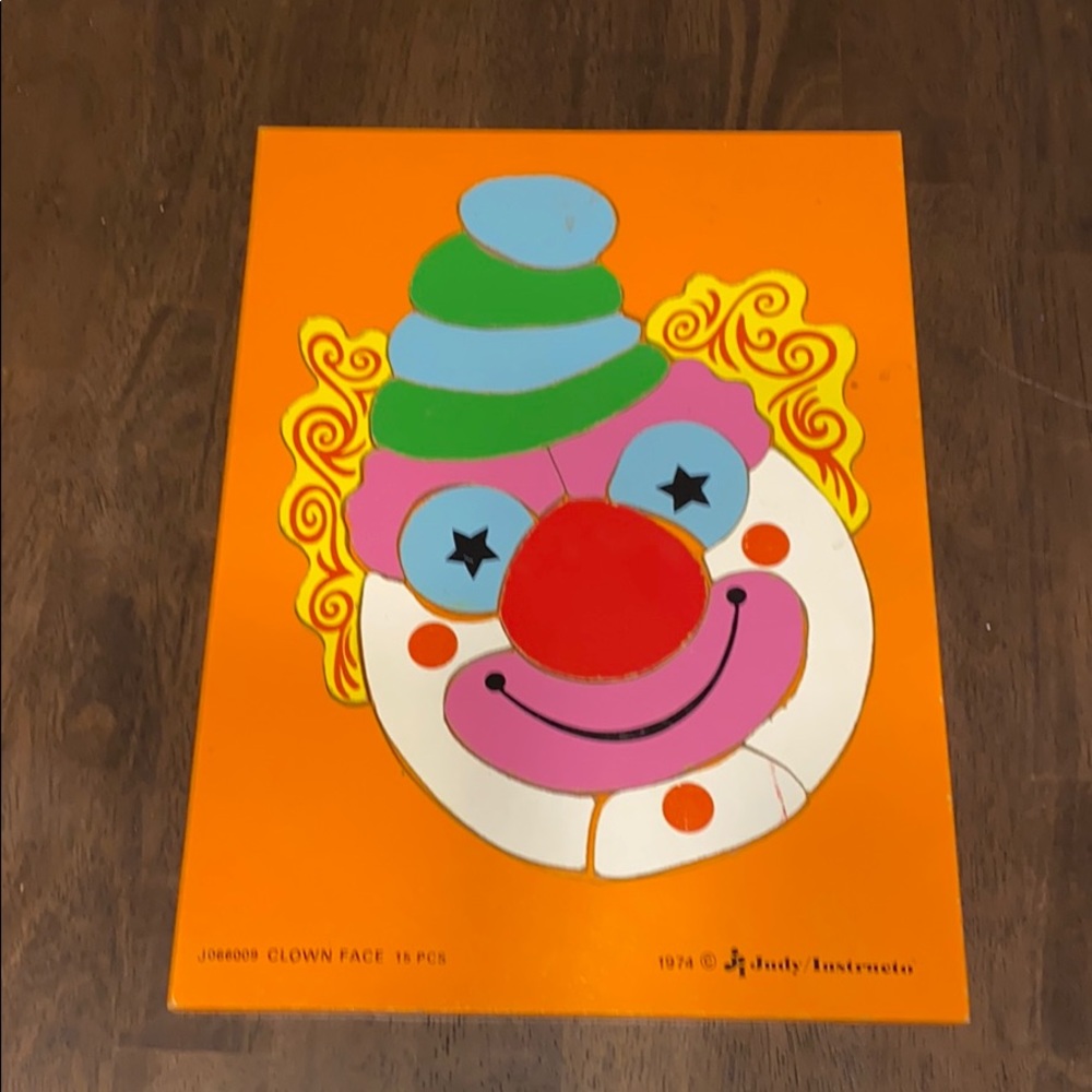 Vintage 1974 Clown Face Board Puzzle
